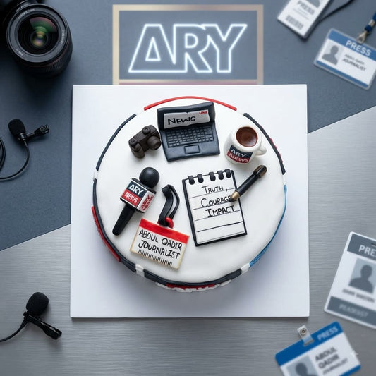 Media & Journalism Theme Fondant Birthday Cake