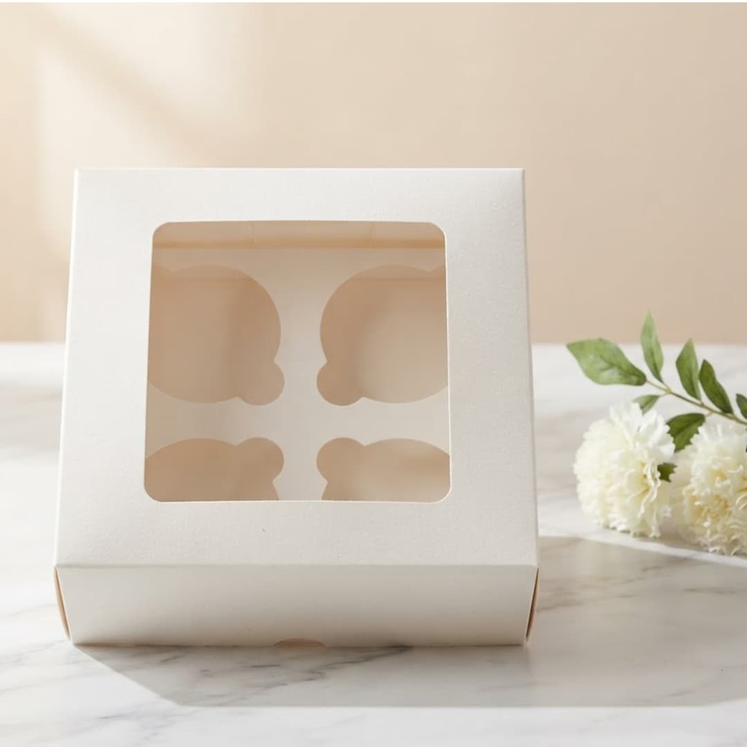 4-Cavity Cupcake & Dessert Packaging Box