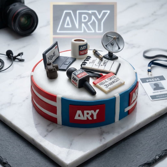 Media & Journalism Theme Fondant Birthday Cake